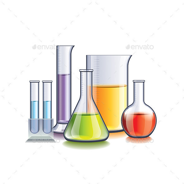 Laboratory with flasks isolated 01