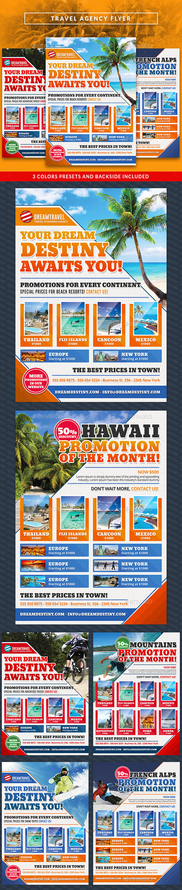 Travel agency commerce flyer showcase