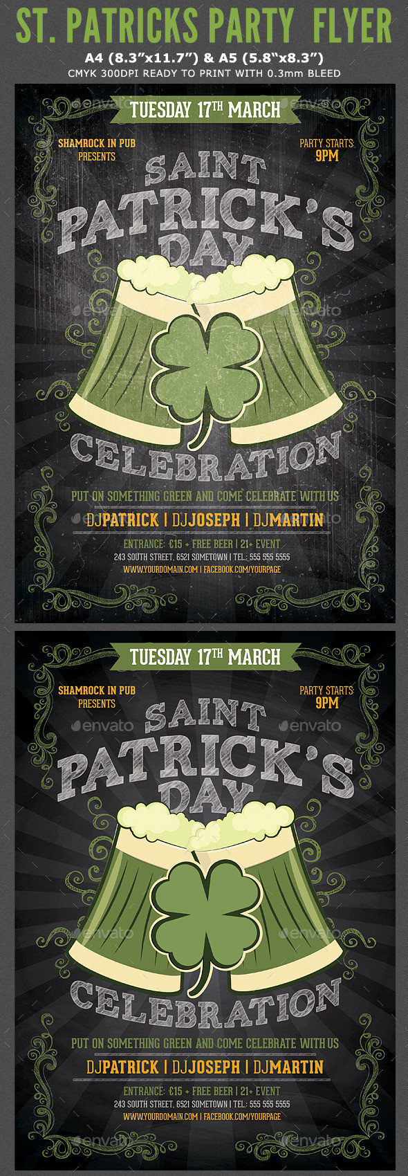 Saint patricks party flyer template preview