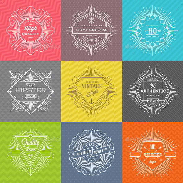 Vector 20set 20of 20line 20signs 20and 20emblems 20with 20hipster 20symbols 20and 20type 20design 20590