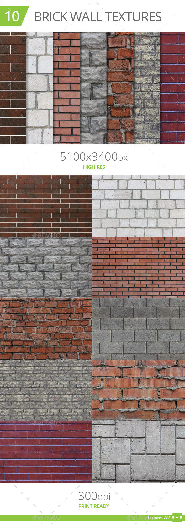 10 brick wall textures preview
