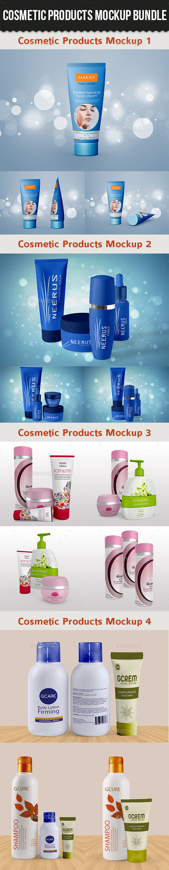 Cosmetic products mock up bundle