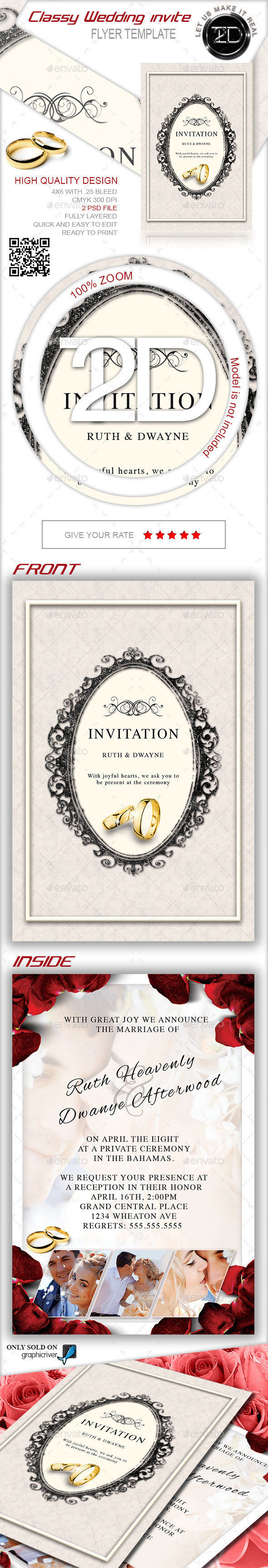Preview 20  20classy 20wedding 20invite flyer 20template 20 design 20by 20take2design 