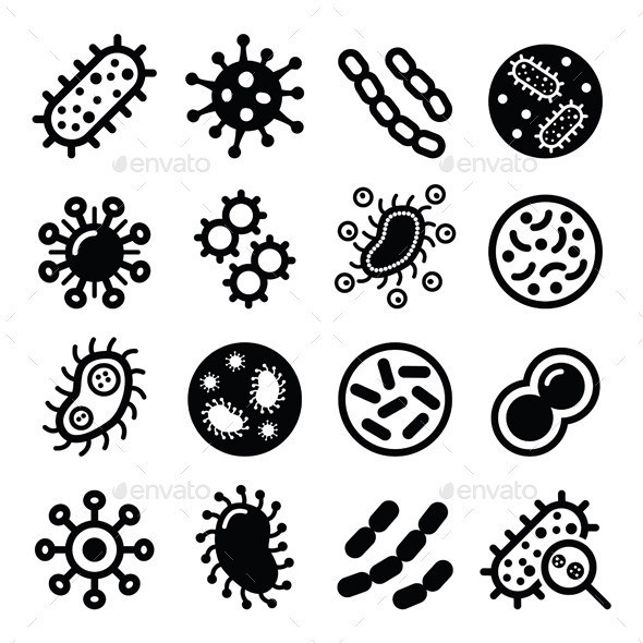 Bacteria superbug icons set prev