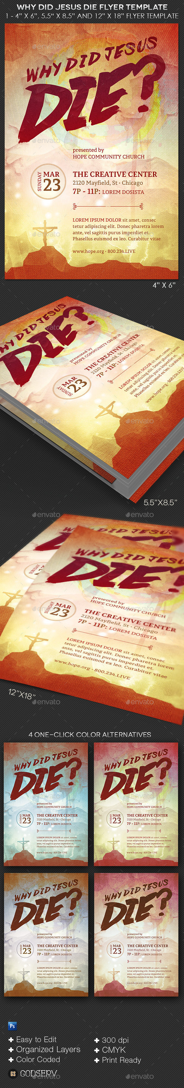 Why did jesus die flyer template  preview