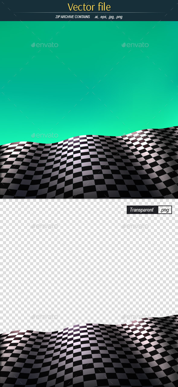 Checkered flag on green background preview