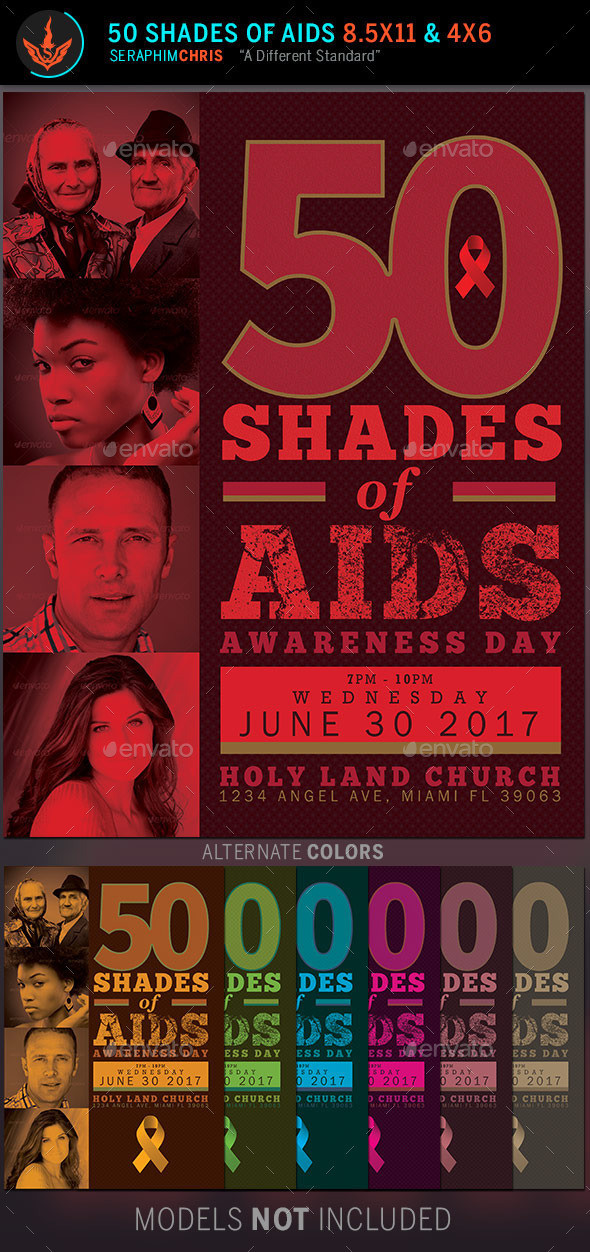 50 shades of aids  church flyer template preview