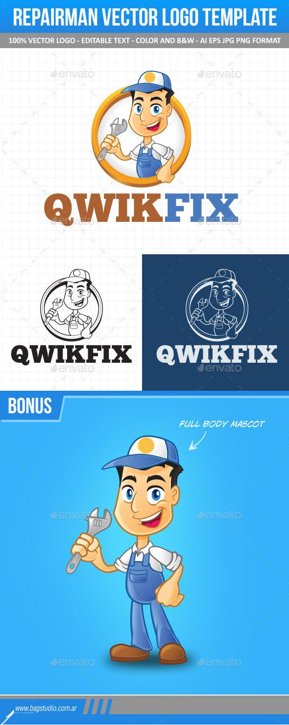 Repairman logo template preview