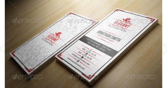 Box 33 elegant white and red corporate vertical business card preview