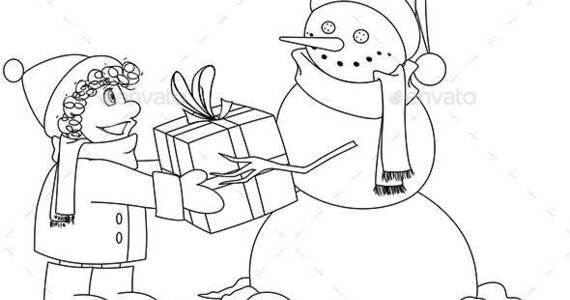 Box christmas 20snowman 20gives 20present 20to 20boy 20coloring 20pagep