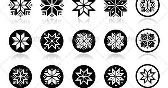 Box snowflakes pixelated icons prev