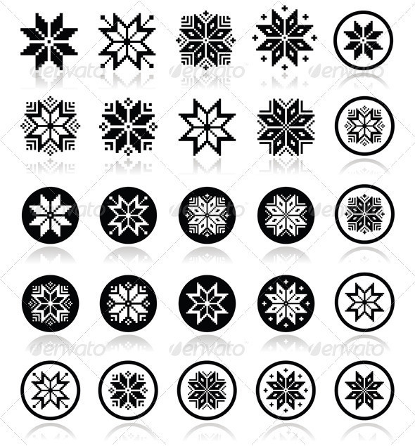 Snowflakes pixelated icons prev