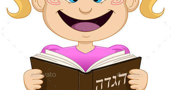 Box girl 20reading 20from 20haggadah 20for 20passoverp