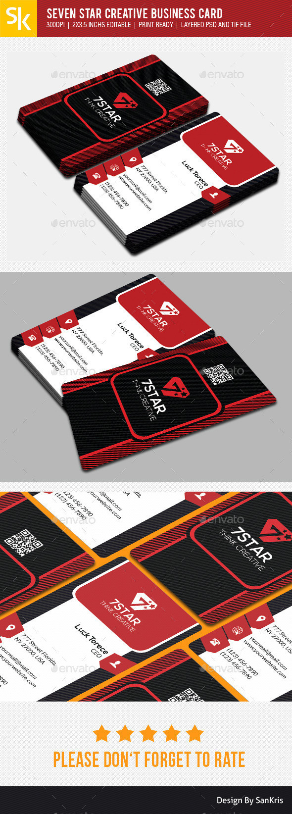 Seven star creative business card preview