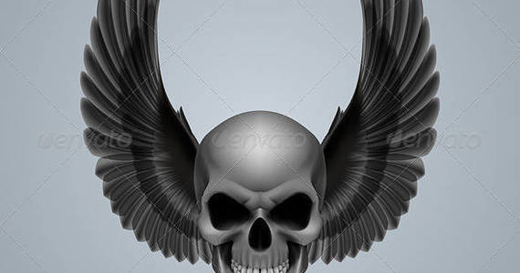 Box evil skull with black wings crow 05 590