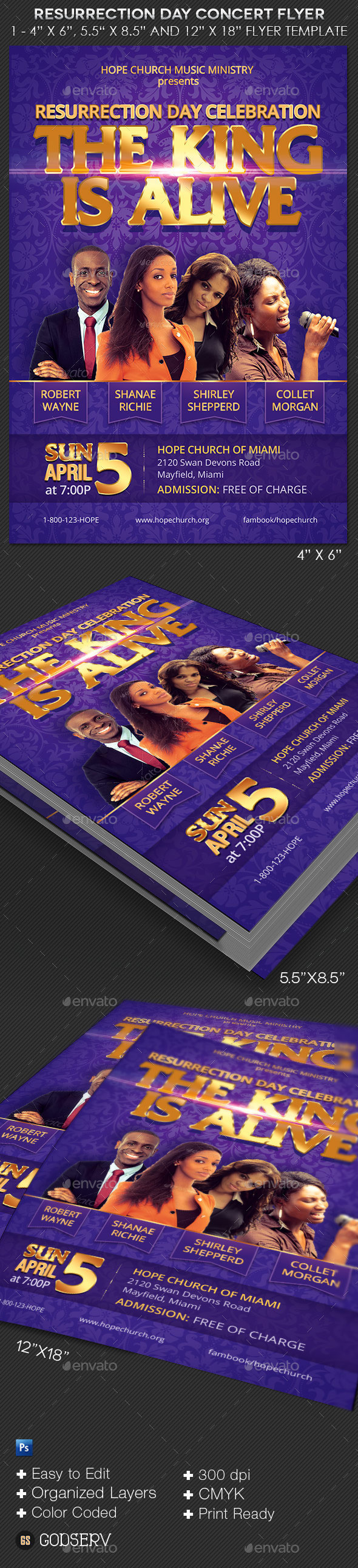 Resurrection day concert flyer template  preview