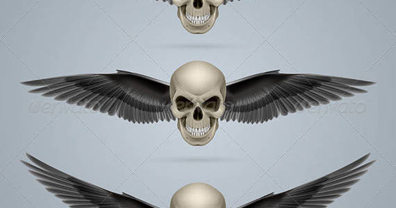 Box evil skull with black wings crow 01 590