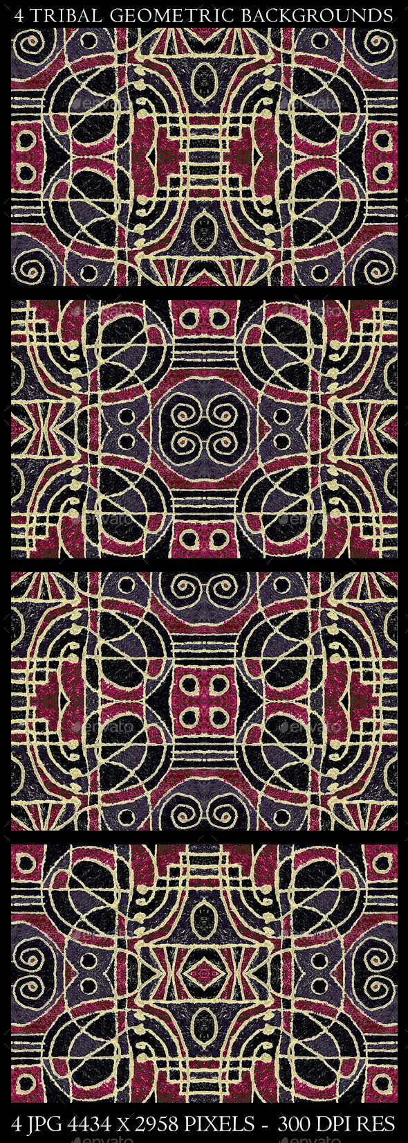 Preview 4 tribal geometric backgrounds