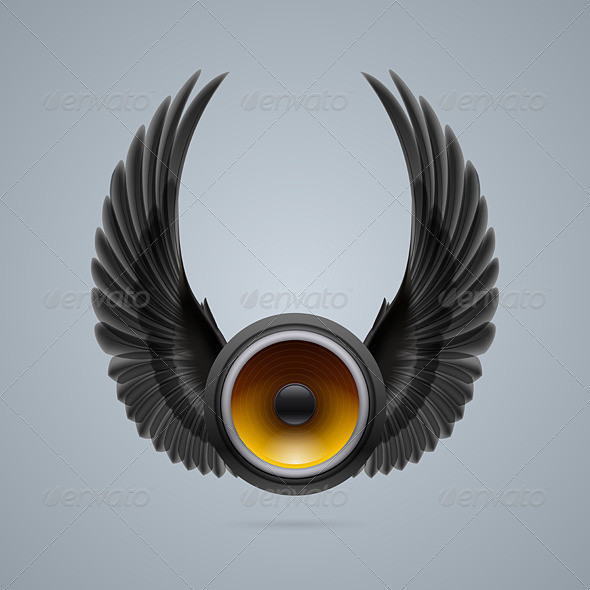 Music speaker with black wings crow 02 590