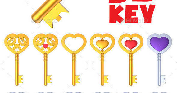 Box heart shaped key 3d preview