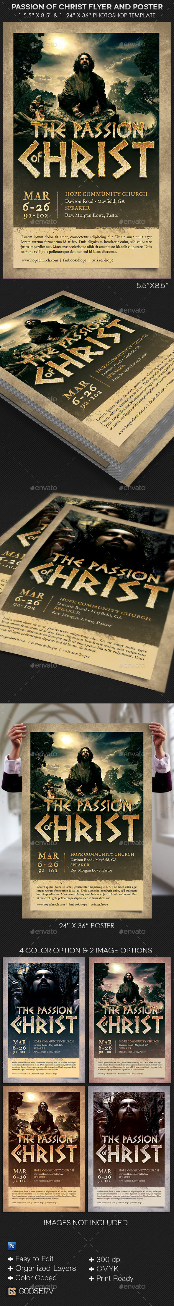 Passion of christ flyer and poster template preview
