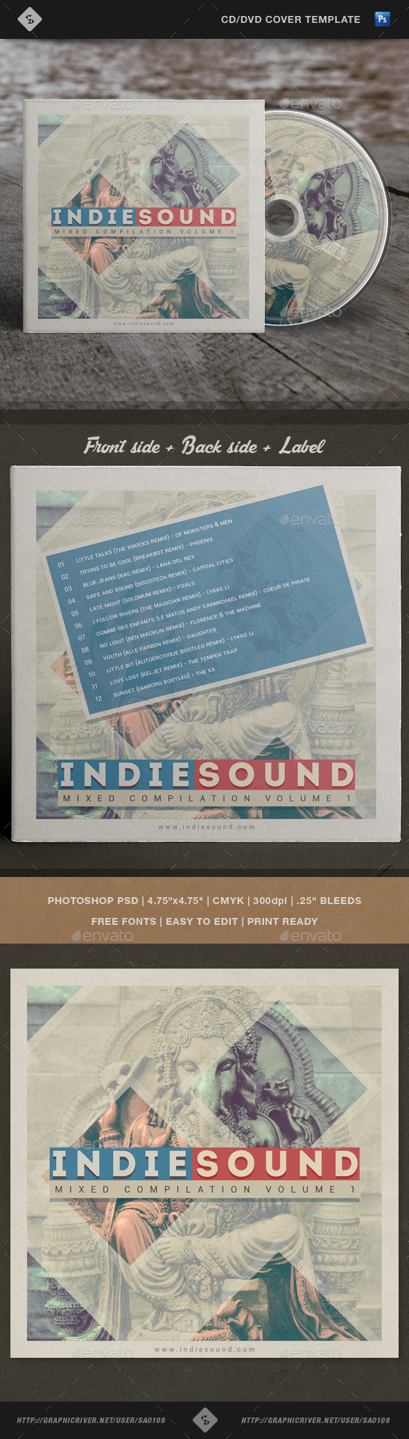 Indiesound cd cover template preview