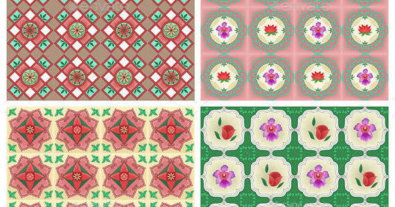 Box peranakan 20patterns watercolor