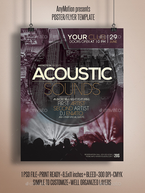 Acoustic sounds flyer template preview