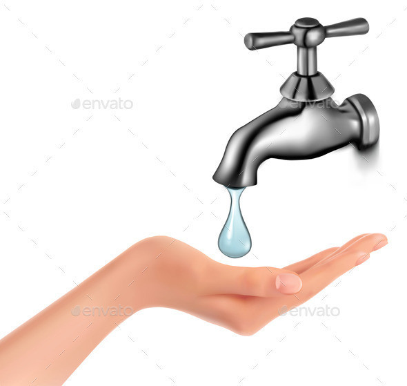 01 water tap with drop and hand t
