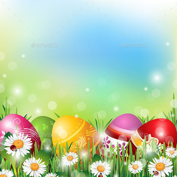 Easter 20background 20with 20grass 20and 20flowers 20preview