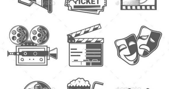 Box cinema icons lines preview