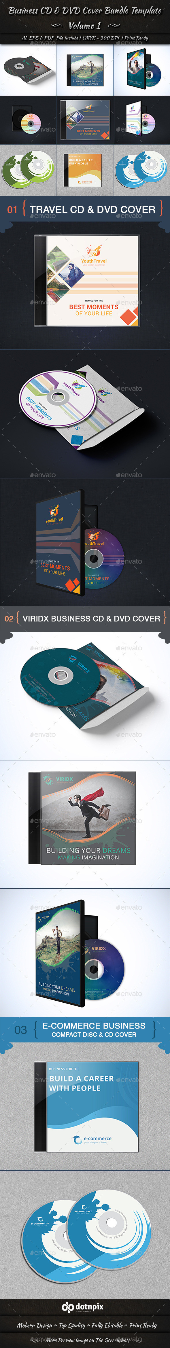 Business cd dvd cover bundle template music disk multimedia graphicriver dotnpix