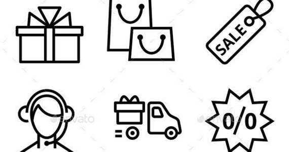 Box shopping online store icons