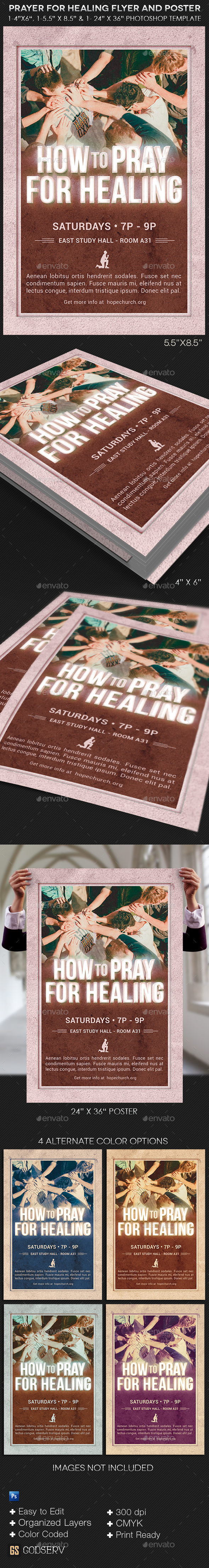 Pray for healing flyer and poster template preview