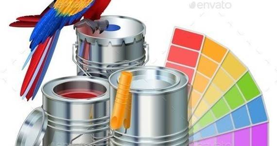 Box vector 20paint 20cans 20with 20parrot
