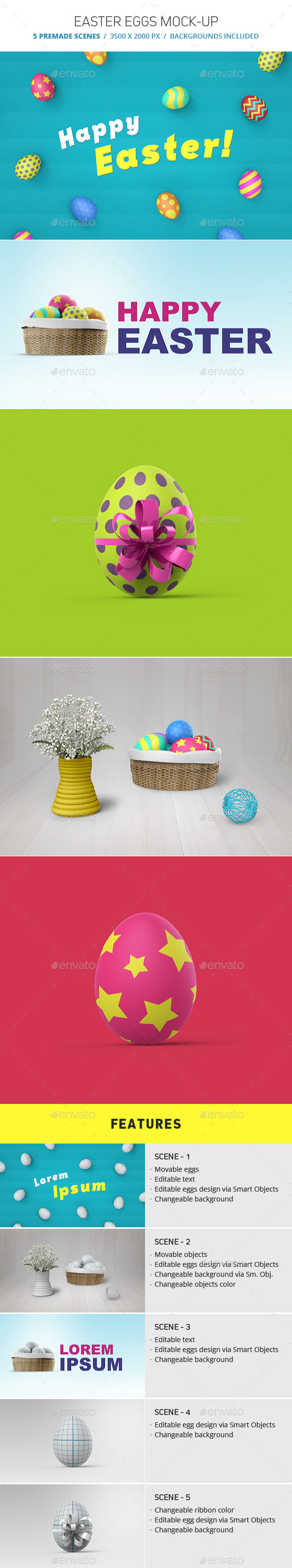 Easter eggs mockup