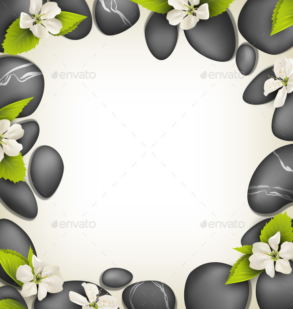 Spa 0014 striped grey stones cherry flowers am ipr