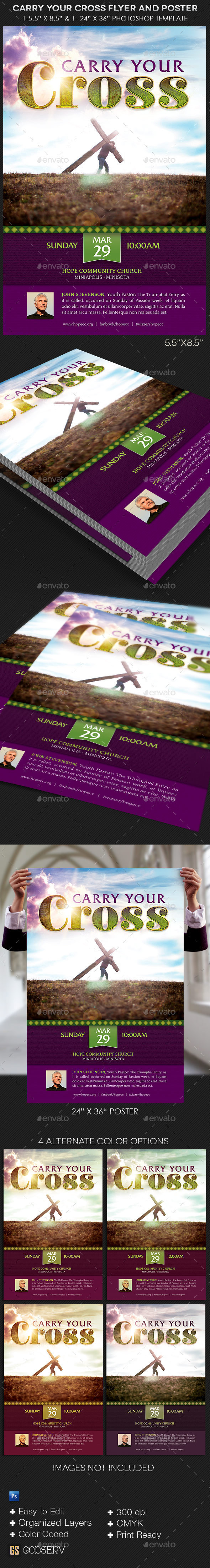 Carry your cross flyer and poster template preview