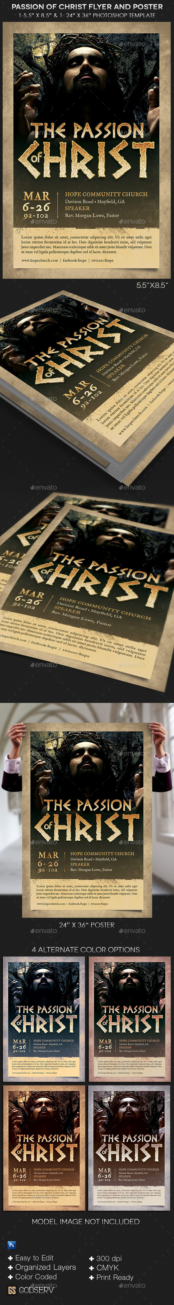 Passion of christ flyer and poster template preview