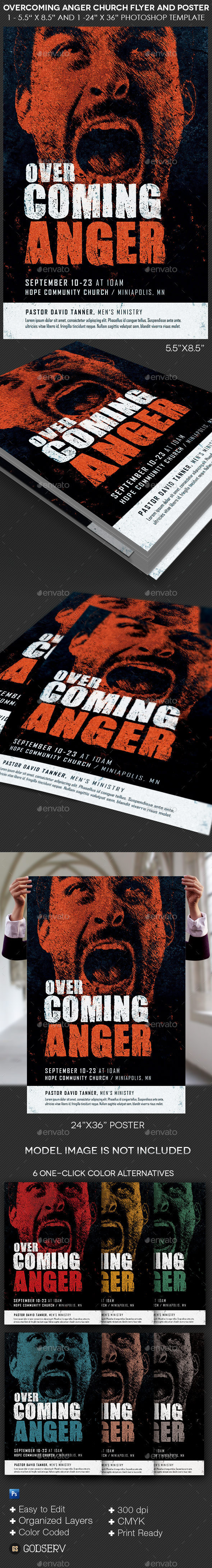 Overcoming anger church flyer and poster template preview