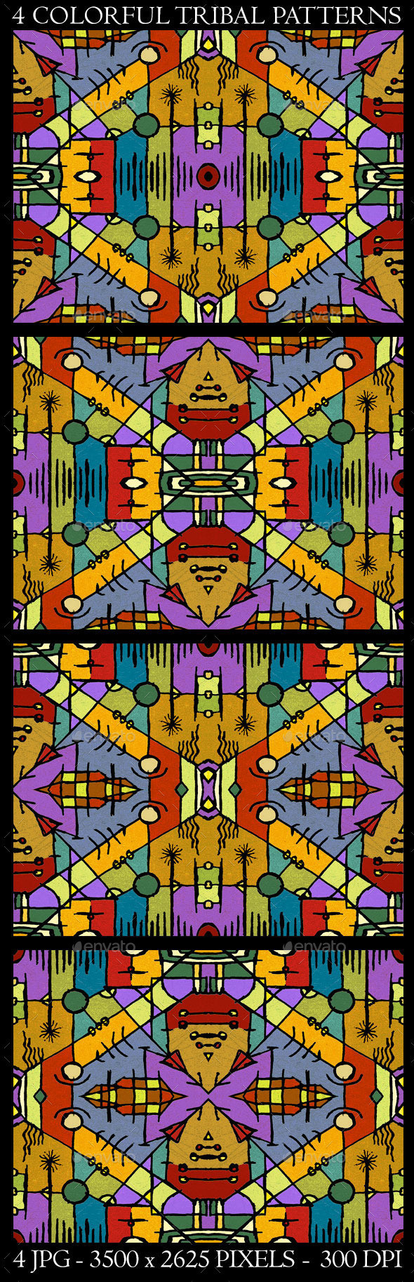 Preview 4 colorful tribal patterns