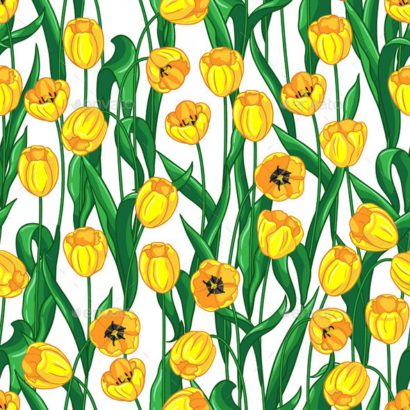 Yellow tulips pattern preview