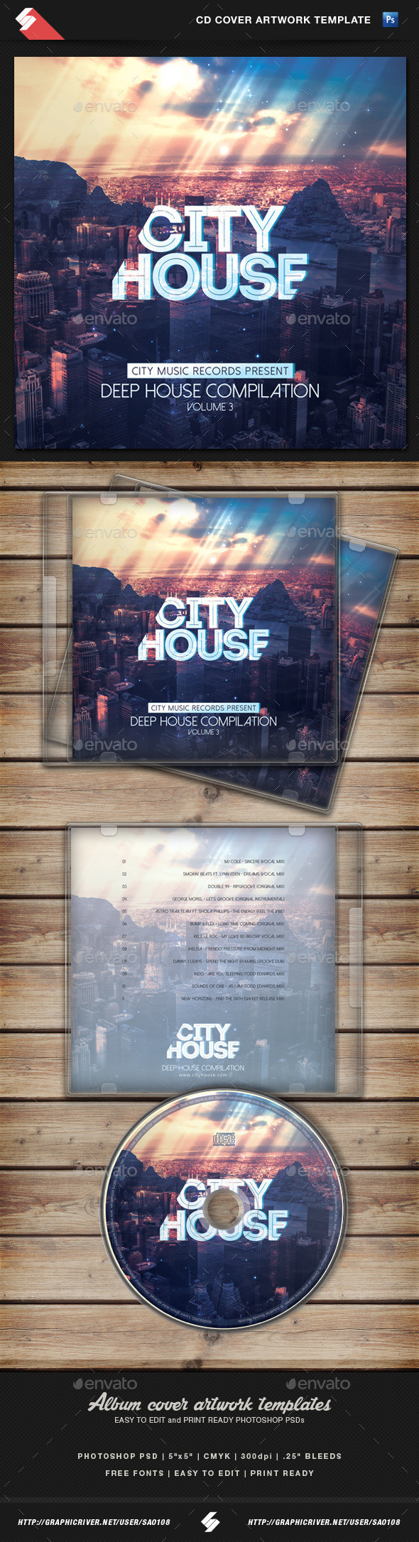 Cityhouse cd cover template preview