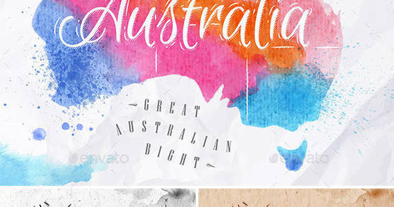 Box watercolor map australia 590