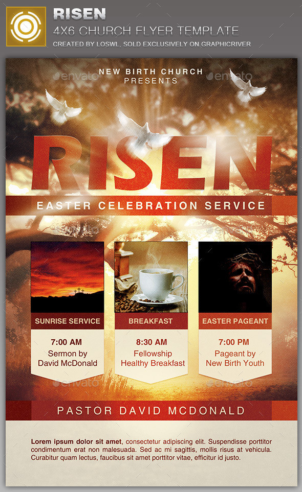 Risen church flyer image preview
