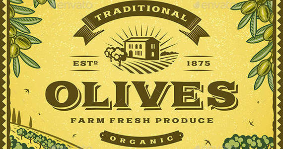 Box p vintage olives label