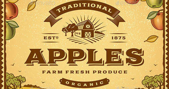 Box p vintage apples label