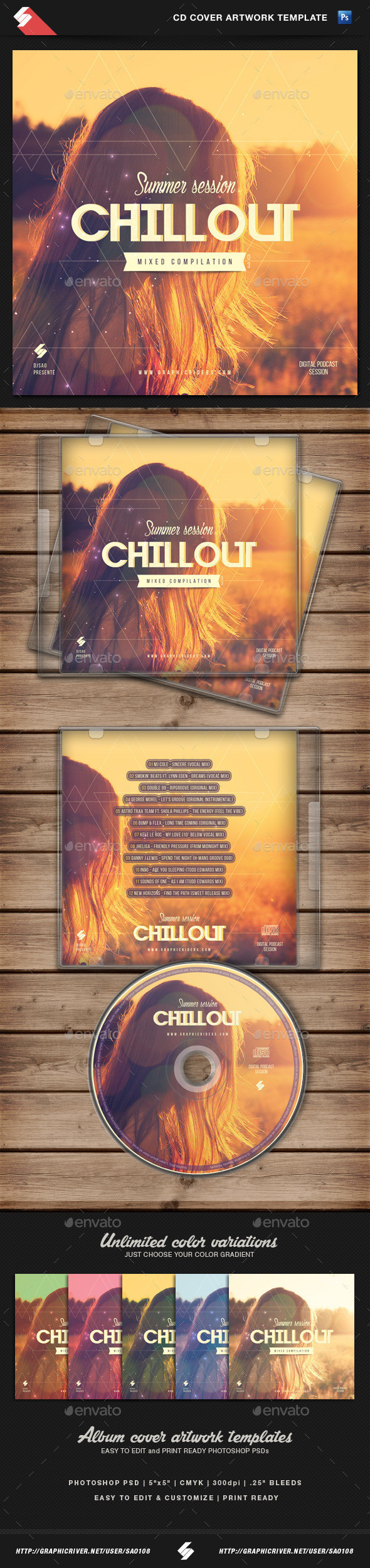 Summerchillout cd cover template preview