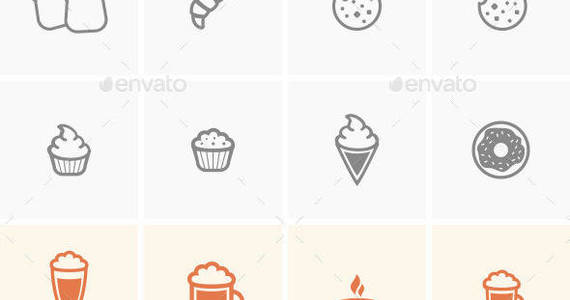 Box food icons set