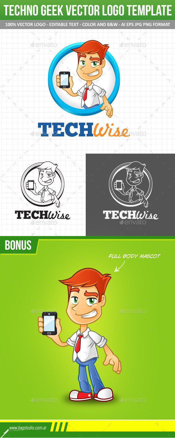 Tech geek logo template preview
